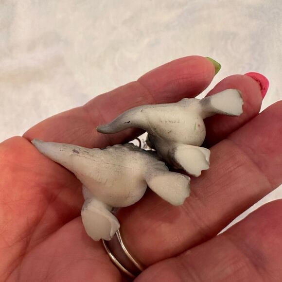 Earrings Pierced Dinosaur Silver Dangly Exaggerated Handmade Costume Jewelry - Picture 5 of 9